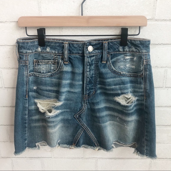 American Eagle Outfitters Dresses & Skirts - AMERICAN EAGLE OUTFITTERS Distressed DENIM Skirt 4